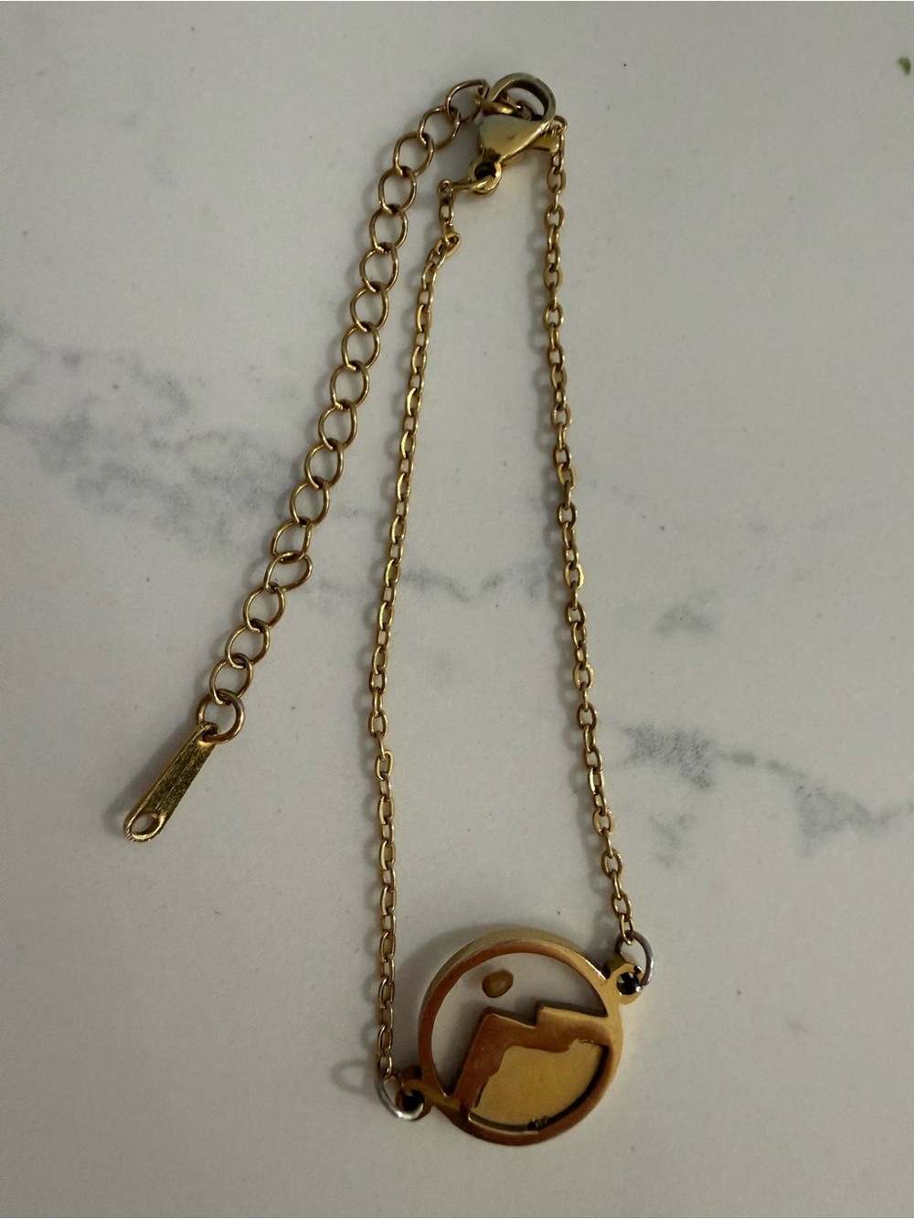 Gold-Tone Circle Mountain Pendant Mustard Seed Bracelet - Women Jewelry